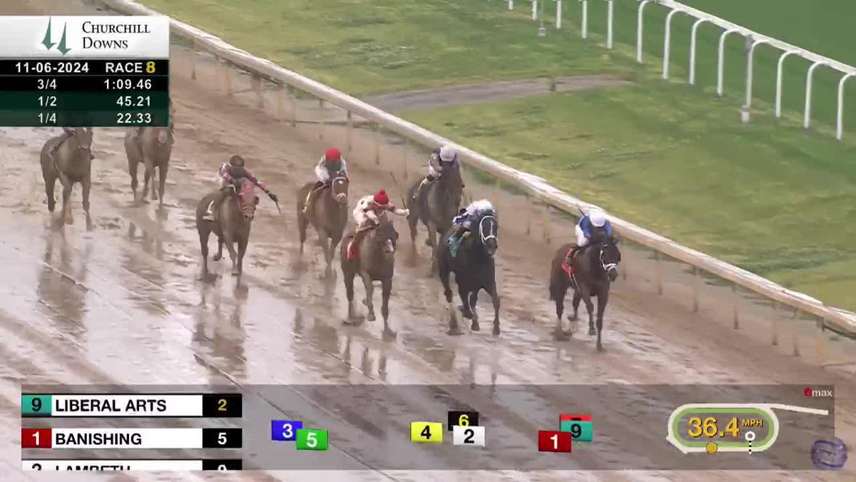 #9 Liberal Arts was determined and gets the win in R8 at Churchill Downs under Luis Saez for trainer Brad H. Cox Racing! 💪 🎥 #TwinSpiresReplay