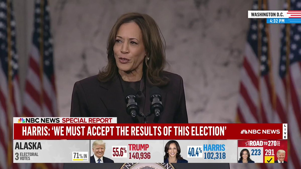 "To the young people who are watching, it is okay to feel sad and disappointed. But please know it's going to be okay," Kamala Harris says.