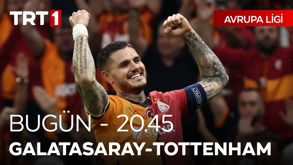 Avrupa Ligi’nde temsilcimiz Galatasaray, Premier Lig'in güçlü ekiplerinden Tottenham’ı konuk ediyor.⚽ Galatasaray-Tottenham UEFA Avrupa Ligi karşılaşması, bugün saat 20.45’te TRT 1, tabii ve TRT Radyo 1 ’de.