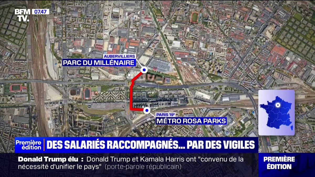 🇫🇷 FLASH | Des salariés dans le 19e arr. de Paris sont ESCORTÉS par des VIGILES pour regagner leur RER et assurer leur protection si besoin.