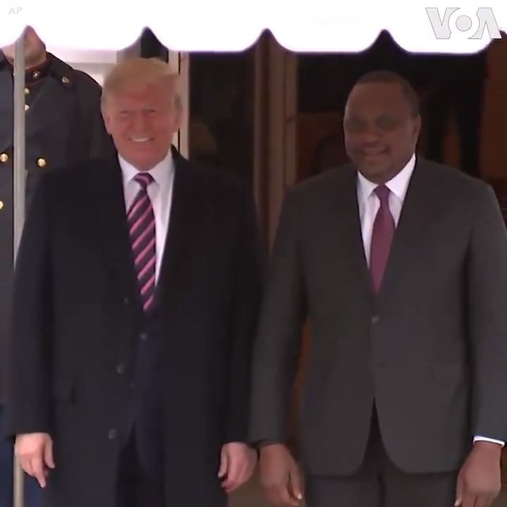 This is when U.S. President Donald Trump met Kenyan President Uhuru Kenyatta at the White House in Washington.