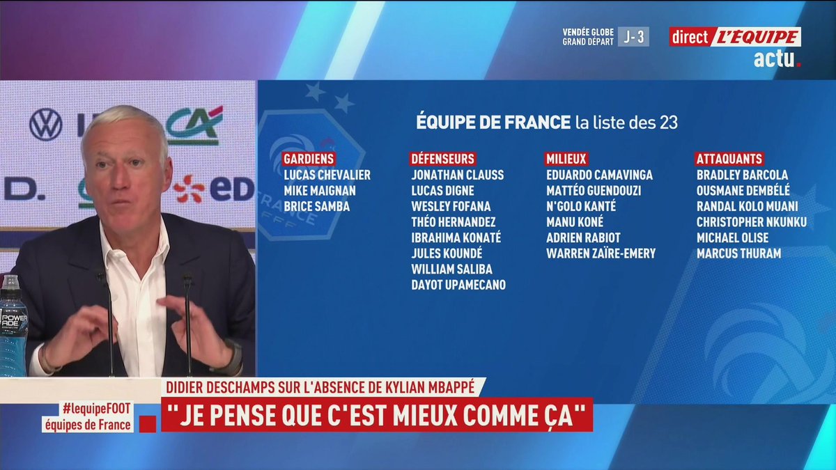 🎙️ Ma question à Deschamps sur ses échanges avec Kylian Mbappé DD : On peut pas être d’accord sur tout… - Moi : Mais vous êtes pas d’accord sur quoi ? DD : ça vous regarde ? - C’est mon métier de vous poser des questions Merci pour la séquence 😂