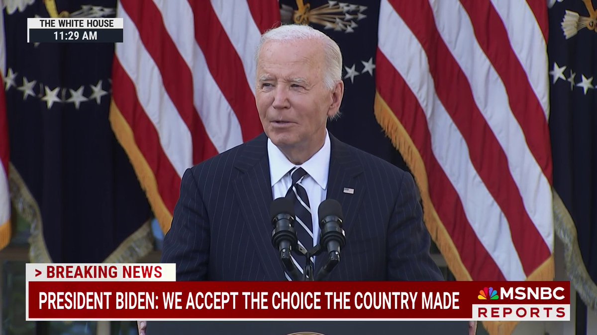 "Setbacks are unavoidable, giving up is unforgivable.” President Biden tells Harris' supporters not to lose hope after the election.