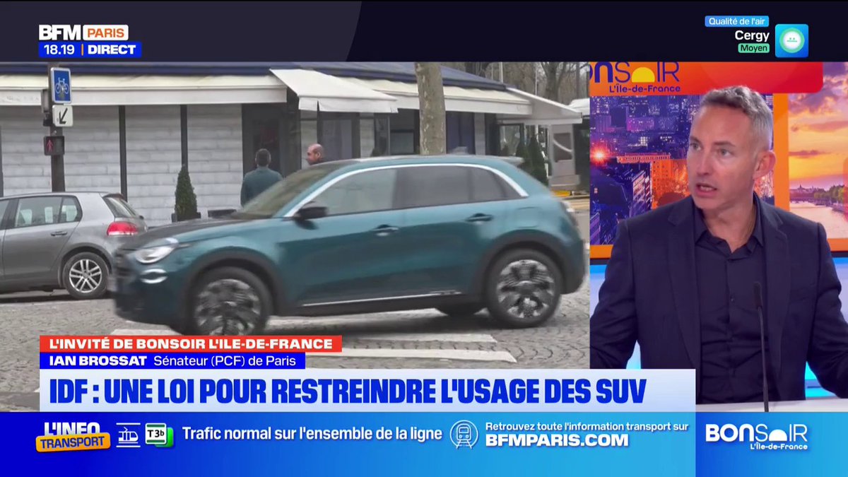 💬 "Pas d'utilité sociale à ces véhicules énormes" Ian Brossat, sénateur (PCF) de Paris, explique pourquoi il veut proposer une loi laissant le choix aux municipalités d'interdire la circulation des SUV