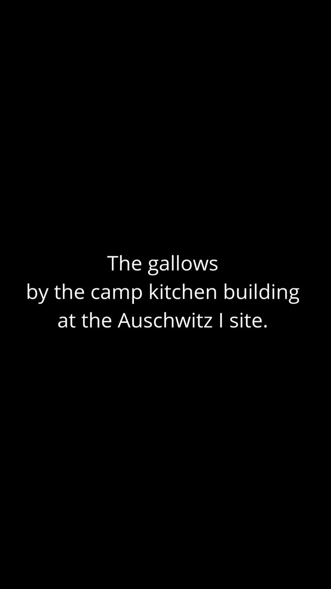 The gallows in front of the camp kitchen building at Auschwitz I site. On 19 July 1943, 12 Polish prisoners from the surveying unit were executed there. They were condemned for helping three other prisoners from the surveying squad in their escape in mid-January 1943. They were: Stanisław Stawiński (No. 6569), Czesław Marcisz (No. 26891), Janusz Skrzetuski-Pogonowski (No. 253), Edmund Sikorski (No. 25419), Jerzy Woźniak (No. 35650), Józef Wojtyga (No. 24740), Zbigniew Foltański (No. 41664), Bogusław Ohrt (No. 367), Leon Rajzer (No. 399), Tadeusz Rapacz (No. 36043), Józef Gancarz (No. 24538) and Mieczysław Kulikowski (No. 25404). The nooses were placed around the necks of the prisoners. The camp commandant Rudolf Höss stepped forward from the group of SS men present and started to read the sentences. He did not finish. Janusz Skrzetuski, as an expression of protest, pushed away the stool on which he was standing and hanged himself. SS officers then ran to the condemned men, yanked the stools from under their feet, and finished the execution.