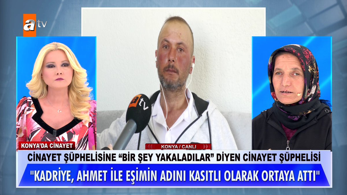 Cinayet şüphelisine ''bir şey yakaladılar'' diyen cinayet şüphelisi ''Kadriye, Ahmet ile eşimin adını kasıtlı olarak ortaya attı'' #MügeAnlıİleTatlıSert #MügeAnlı atv