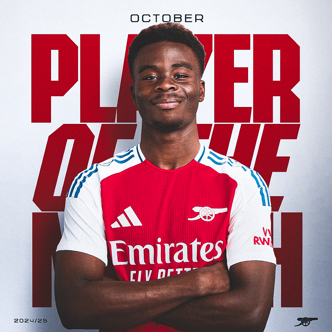🥁 Introducing our Player of the Month for October... Bukayo Saka 🎖️