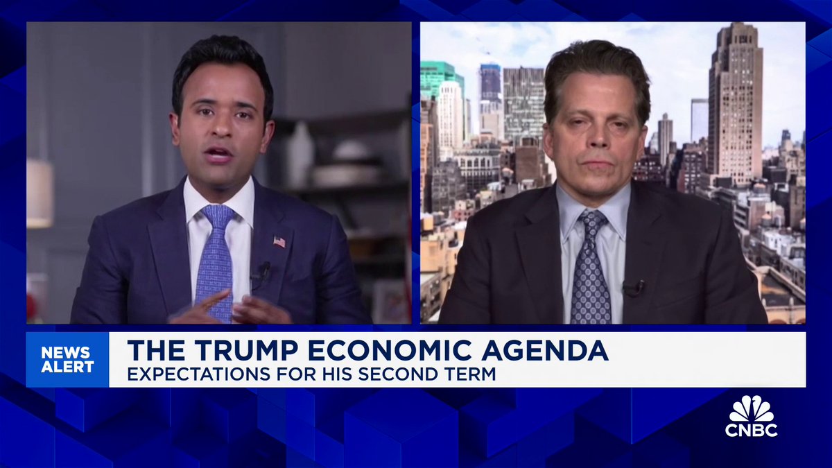 .Vivek Ramaswamy and Anthony Scaramucci rejoin Squawk Box post-election. "Just give him a chance," says Ramaswamy on Donald Trump. "We have a chance to unite this country in a way that we have not in a very long time."