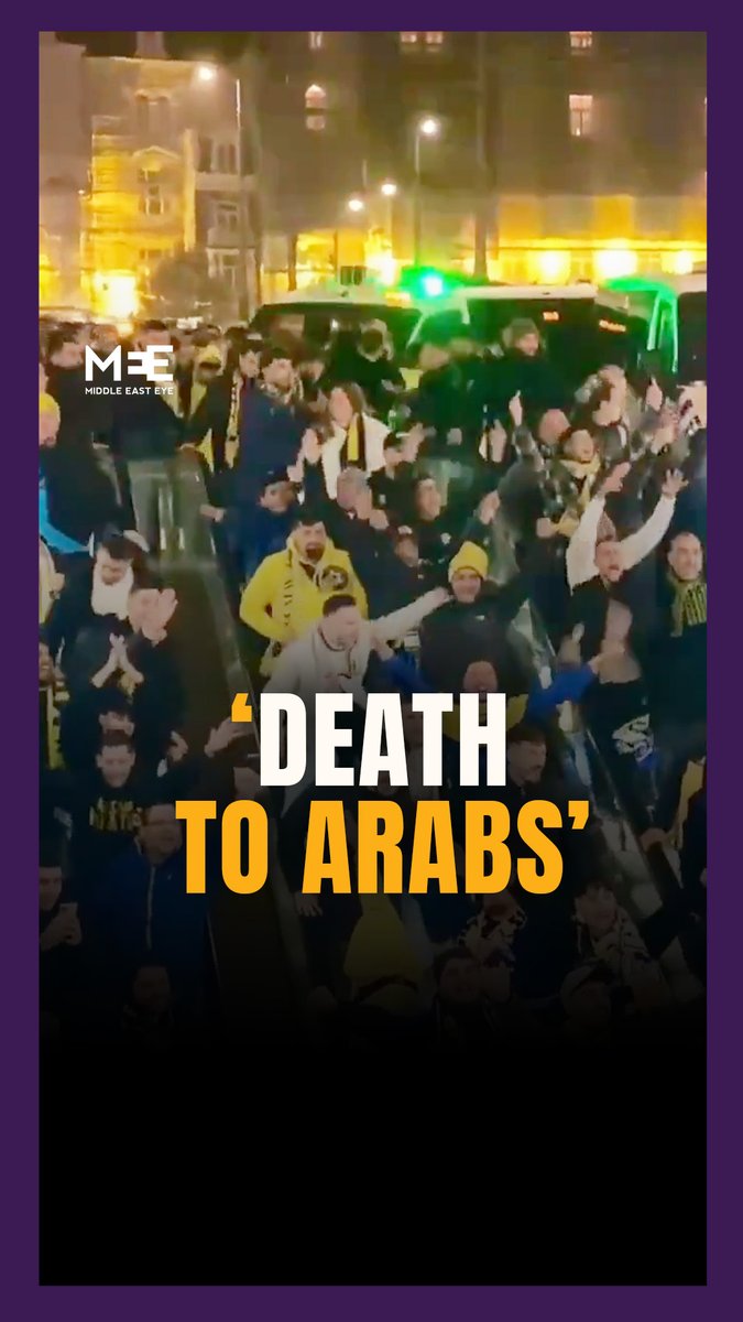 A group of Maccabi Tel Aviv hooligans chanted “Death to the Arabs” and “Let the IDF fuck the Arabs” ahead of the Uefa Europa League match against Amsterdam’s Ajax on Thursday.