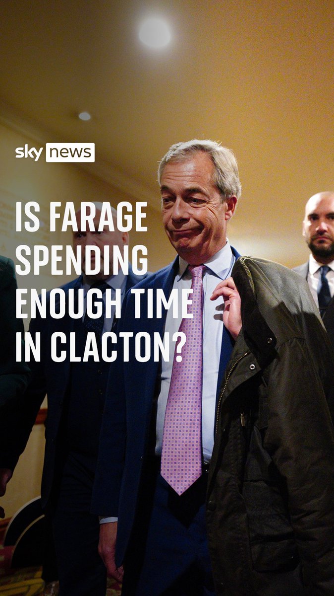 'Mr Farage, are you spending enough time in Clacton?' Sky's Ali Fortescue asks Reform UK leader Nigel Farage MP