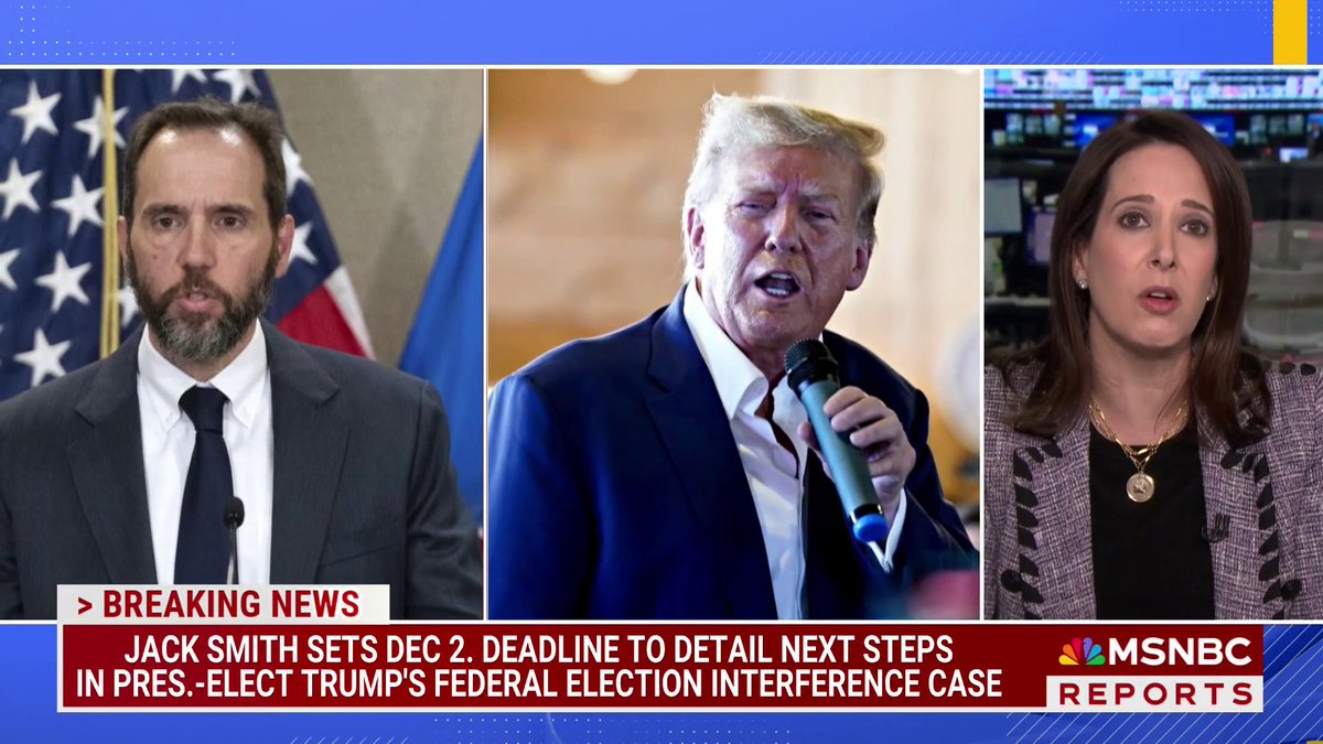 BREAKING: Jack Smith sets Dec 2. deadline to detail next steps in President-elect Trump's federal election interference case