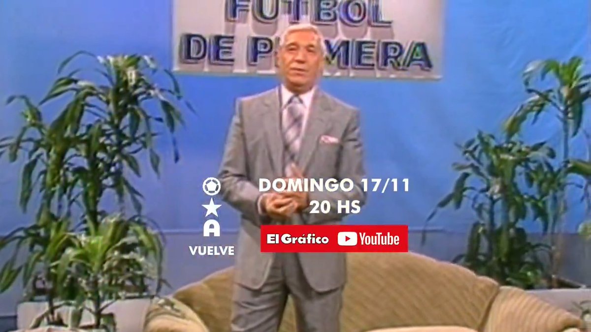 🚨Lo que viene, lo que viene… 🔥 ¡Vuelve Fútbol de Primera!💥 🔝Con Enrique Macaya Márquez, Luis Luis Pichin y Alfre Montes de Oca, la emisión especial saldrá el domingo 17 de noviembre de 20 a 23 por el canal de YouTube de El Gráfico 🤩 🥹 Además de recordar los contenidos más icónicos nos visitarán jugadores que revivirán su paso por el programa, que nació como una idea original de Carlos Ávila y que marcó un antes y un después en la televisión argentina 🇦🇷⚽
