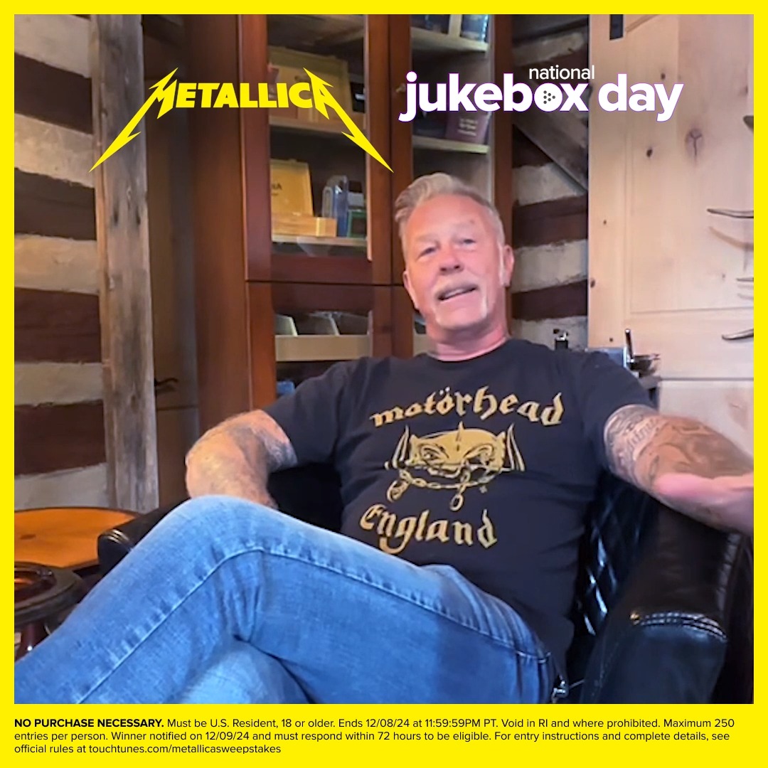 #NationalJukeboxDay is just a couple weeks away and to celebrate we're giving away prizes from now until December! 🥳 ​ ​To kick things off, our ambassadors this year are the legends of metal, Metallica. Starting today, you can play ANY of their songs on a TouchTunes jukebox via the app for your chance to win big 🤘​ 🎸 Grand Prize: 2 VIP tickets to No Repeat Weekend concerts in Philadelphia in May 2025, a meet and greet with the band, merch bundle, 3-night hotel stay and $1000 Visa Gift card for travel expenses​ 💵 2nd Prize: $500 Visa gift card​ 🎶 3rd Prize: 10 winners will receive 100 TouchTunes credits each​ Ends 12/8/24. For rules -