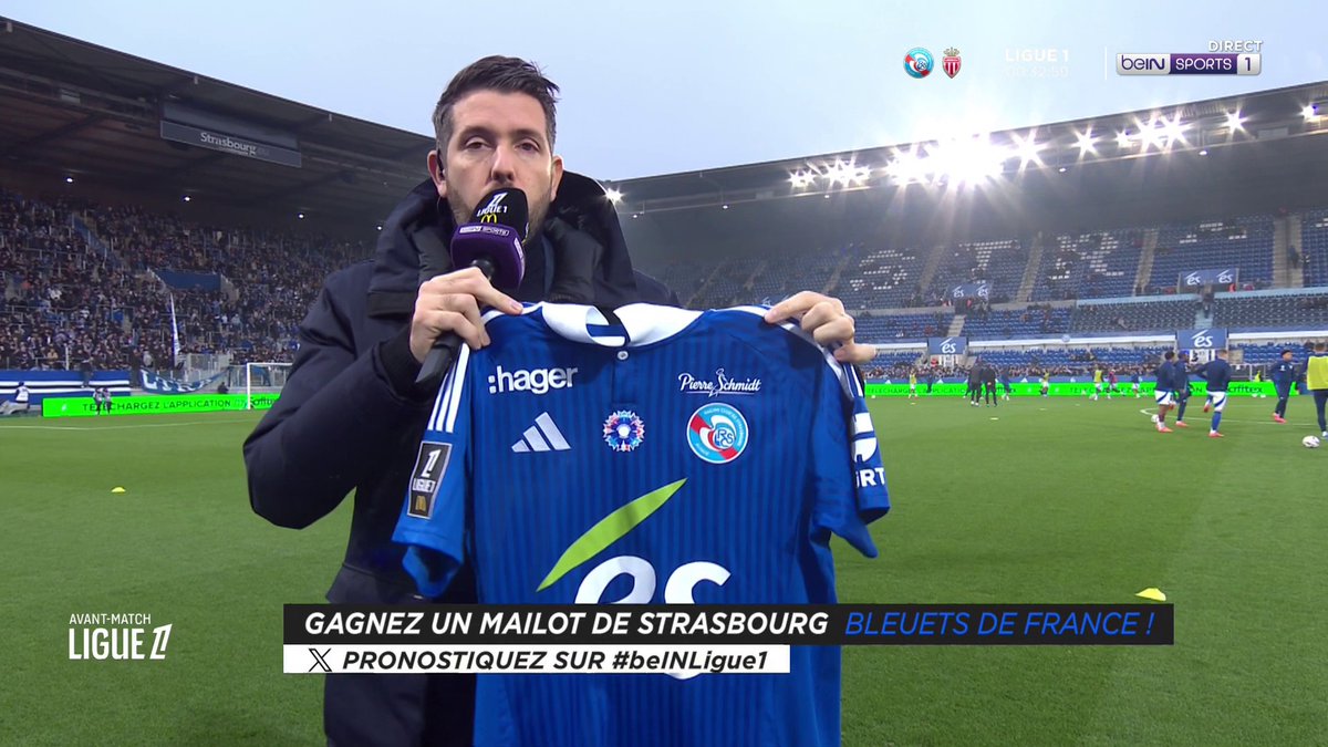 [🎁CONCOURS] ⚽️ #Ligue1McDonalds 🔮 Donnez votre pronostic pour #RCSAASM via #beINLigue1 👕 Le maillot spécial Bleuet de France de Strasbourg est à gagner ! 👉 Follow beIN SPORTS pour jouer