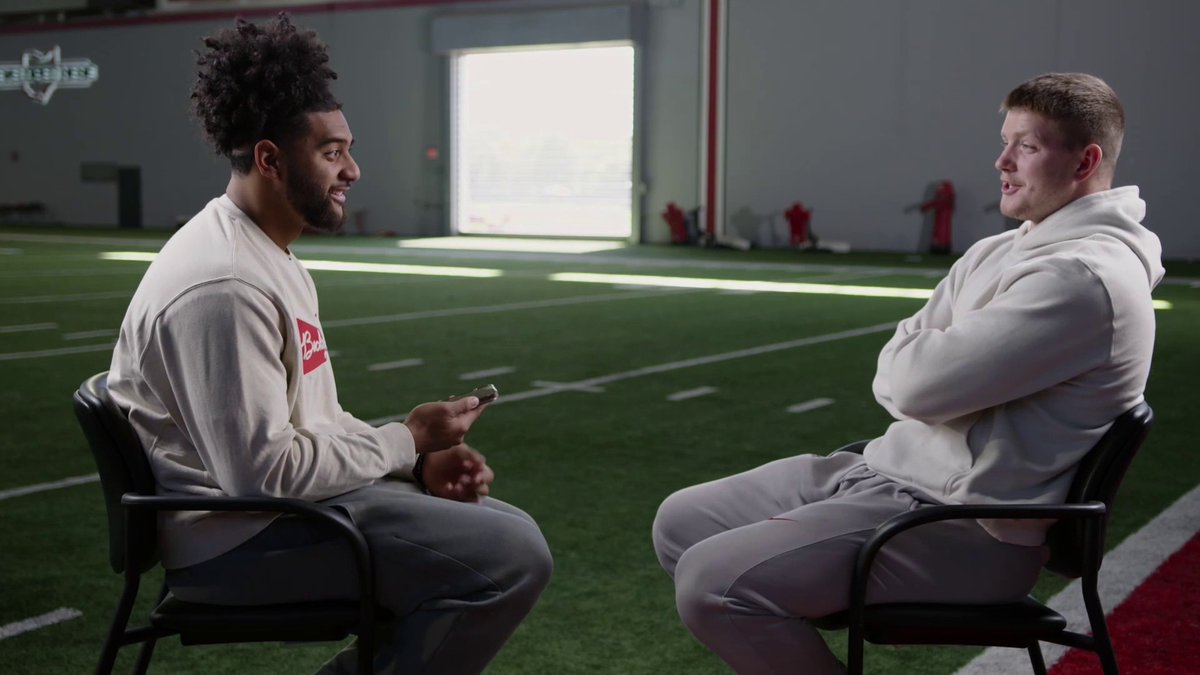 "He's one of the guys I can always lean on, no matter what's going on." Tom Rinaldi shares the storybook friendship between @OhioStatefb's Jack Sawyer and J.T. Tuimoloau ❤️🌰
