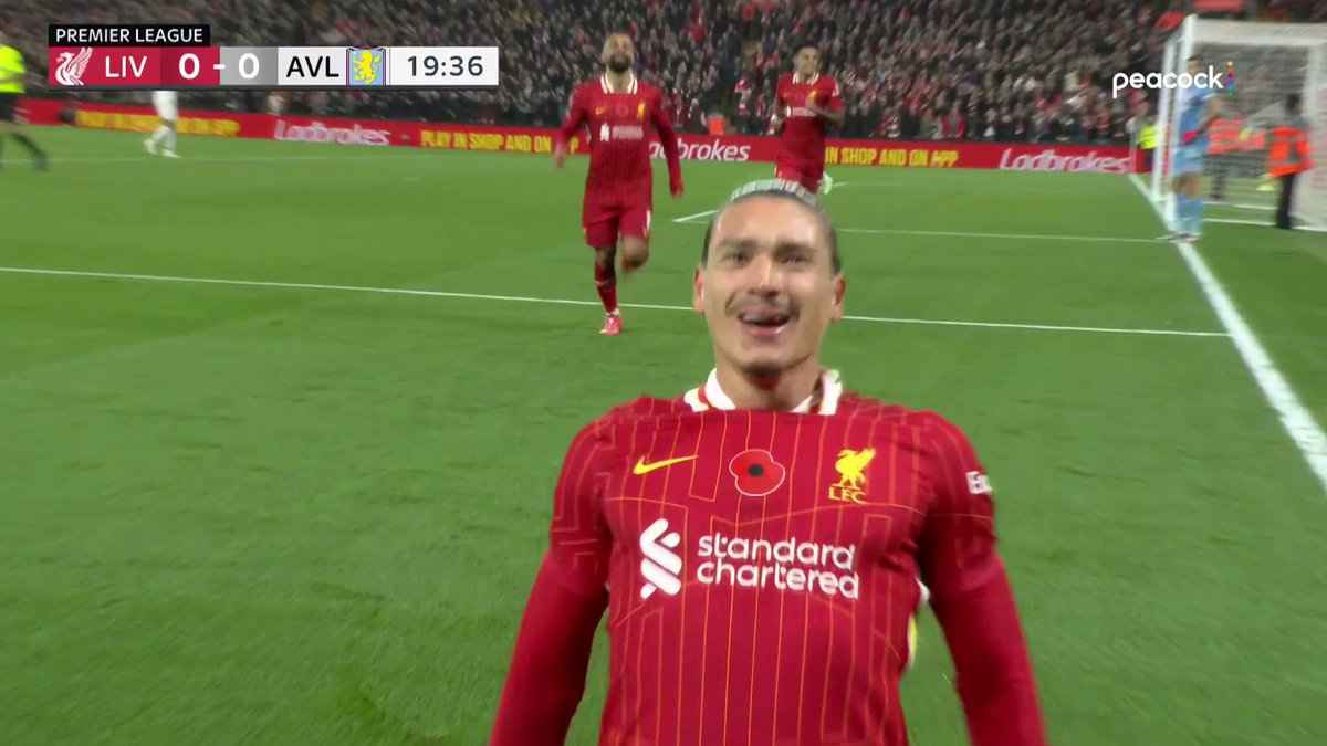 Liverpool put together a blistering counterattack to snatch the lead at Anfield! 🔴 📺 Peacock | #LIVAVL