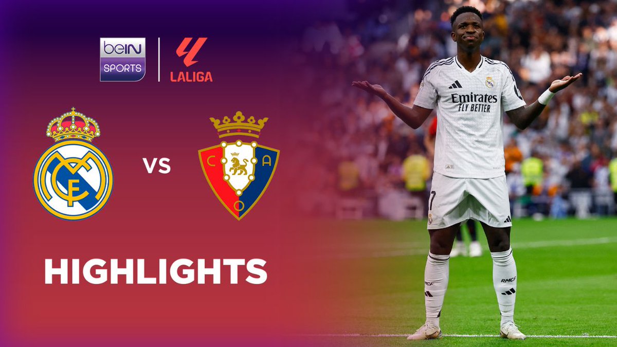 Selamat siang! Selamat hari Minggu... Berikut adalah video highlights dari Jornada 13 Real Madrid 4-0 Osasuna di Santiago Bernabéu tadi malam. 🎥 via beIN SPORTS Indonesia.