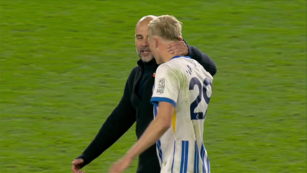Pep Guardiola has explained what happened after full-time at Brighton when the Man City boss was seen to be having a lengthy exchange with Seagulls defender Jan Paul van Hecke 🔹