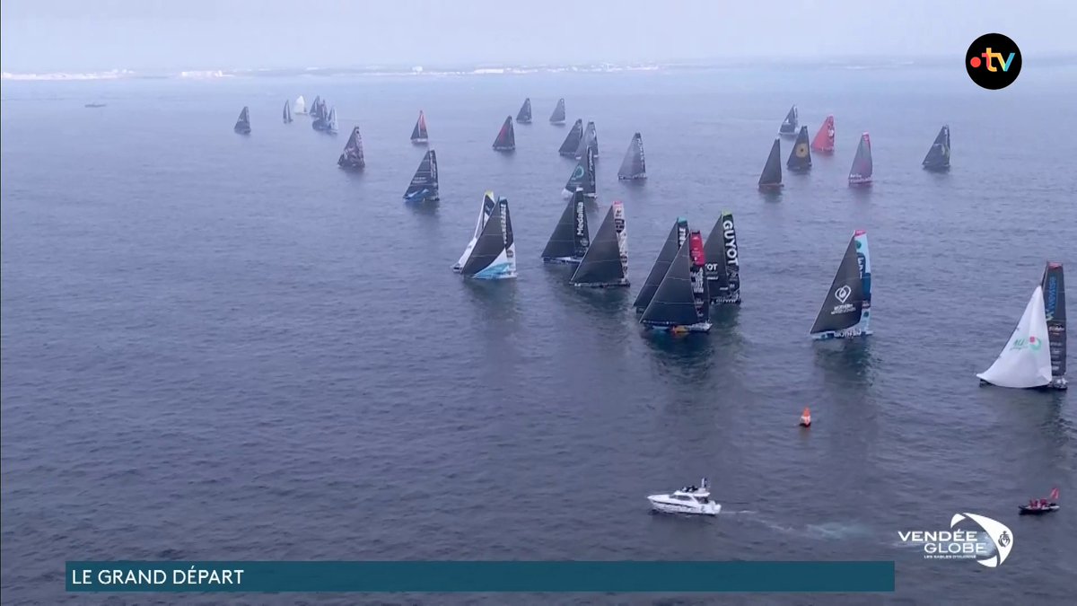 ⛵ #VendeeGlobe | 🔥 LE GRAND DÉPART EST DONNÉ ! Ça y est, les 40 skippers sont partis pour un tour du monde de plus de 45 000 kilomètres ! 👉 Le direct :