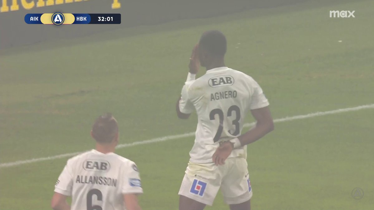 Yannick Agnero sätter dit 1-1 för Halmstads BK efter bjudning från AIK! 🔵⚫ 📲 Se matchen på Max