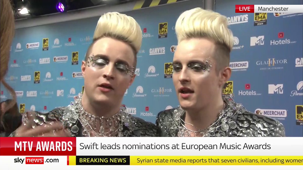 Jedward are at the #MTVEMAs ✨ They pay tribute to Liam Payne and look ahead to a 'heartfelt tribute' during the award ceremony. 📺 Sky 501, Virgin 602, Freeview 233 and YouTube