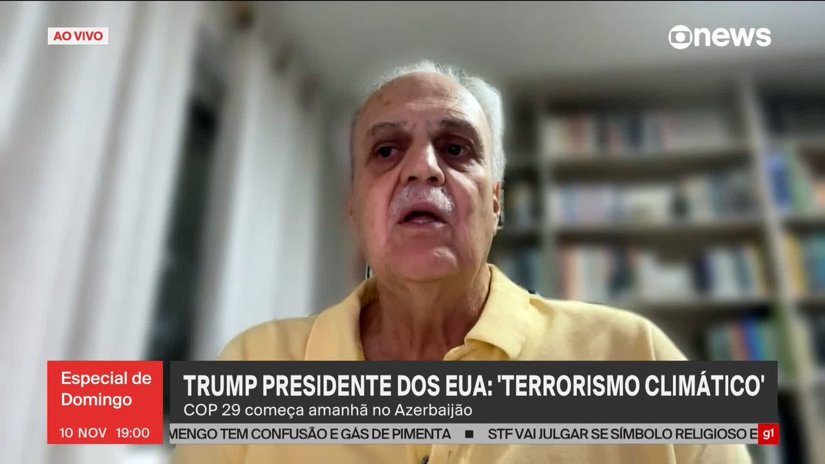 “O nome correto a partir de agora, com ele (Donald Trump) no governo (dos EUA), não é mais turbulência climática. É terrorismo climático”, diz o climatologista Carlos Nobre, pesquisador do IEA-USP. #EspecialdeDomingo ➡ Assista na #GloboNews: