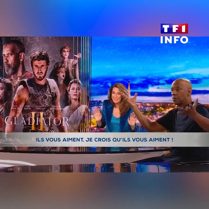 🇫🇷🇺🇸💚 SMILE | L’acteur Denzel Washington, invité du 20H de TF1 pour #GladiatorII, a pris le temps de saluer chaleureusement toute l’équipe en régie du journal, présente en nombre ce dimanche pour son interview.