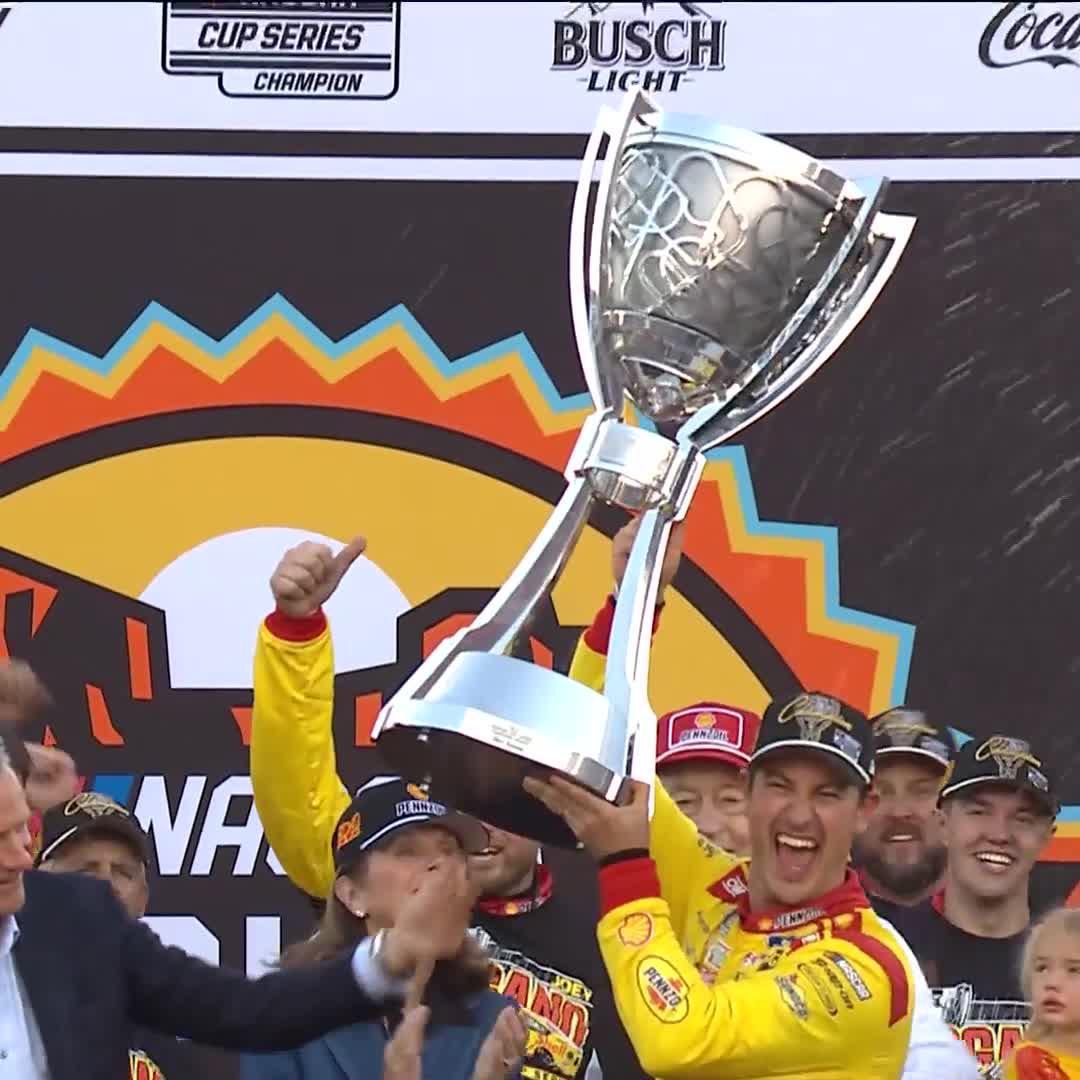 NASCAR President Steve Phelps presents the Bill France Cup to our 2024 Champion, Joey Logano.