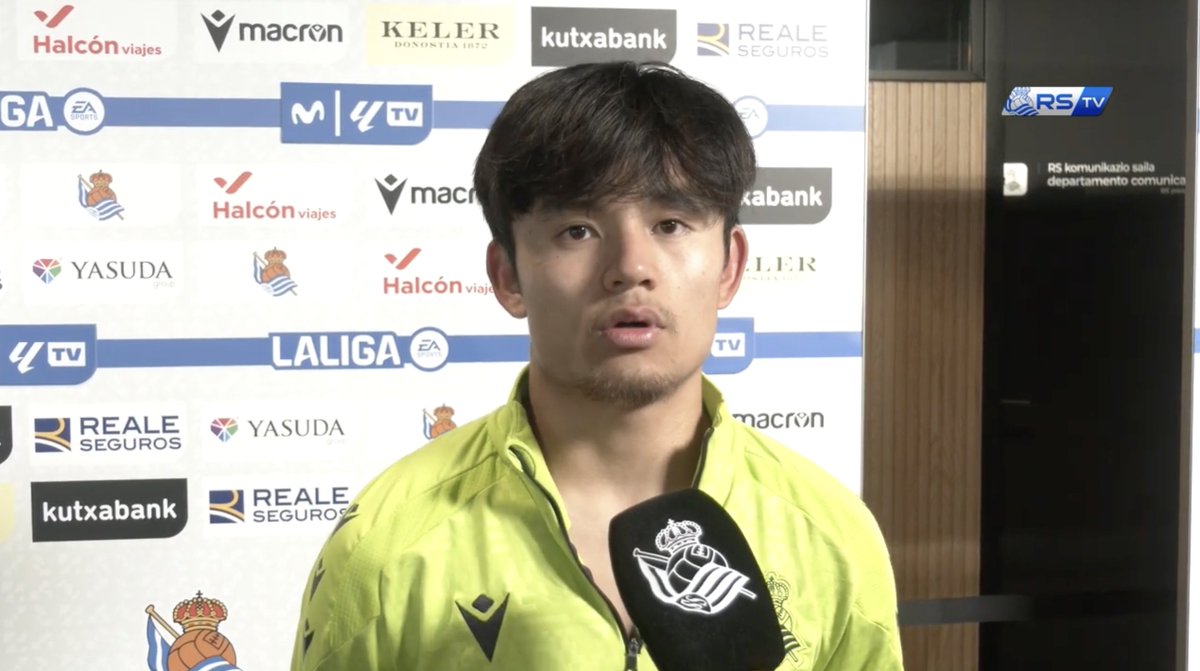 タケ💬 「今季一番の試合だった」 首位バルセロナに見事勝利したレアル・ソシエダ！試合後の久保建英のインタビューです🎙️