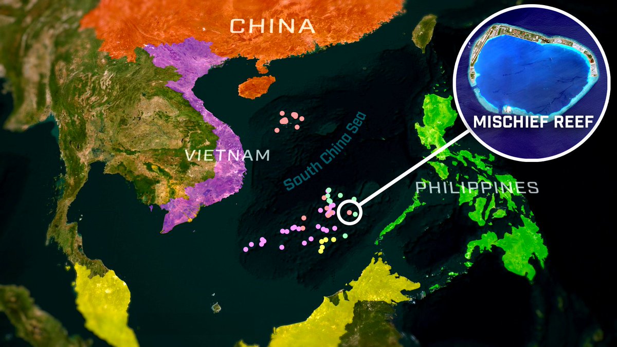 There are Chinese ships on the water 24 hours a day in the South China Sea made possible through island building