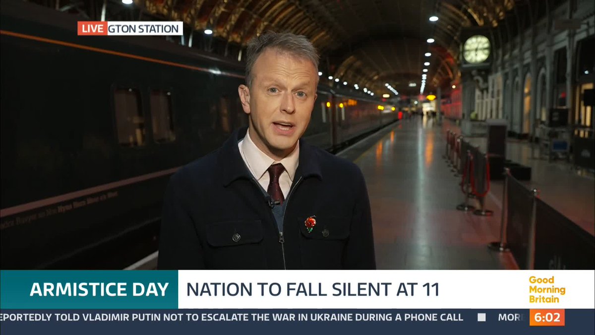 Millions of people around the UK will mark Armistice Day at 11am today - commemorating the end of WW1 in 1918. At Paddington Station in London, a cascade of more than 22,000 poppies will be unveiled - each one representing those lost in the D-Day Normandy landings in WW2.