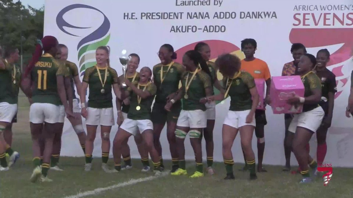 Congratulations to the Springbok Women's Sevens team who won the Rugby Africa Women's Sevens in Ghana to retain their continental crown and qualify for the World Rugby Challenger Series to be played next year 🇿🇦🏆