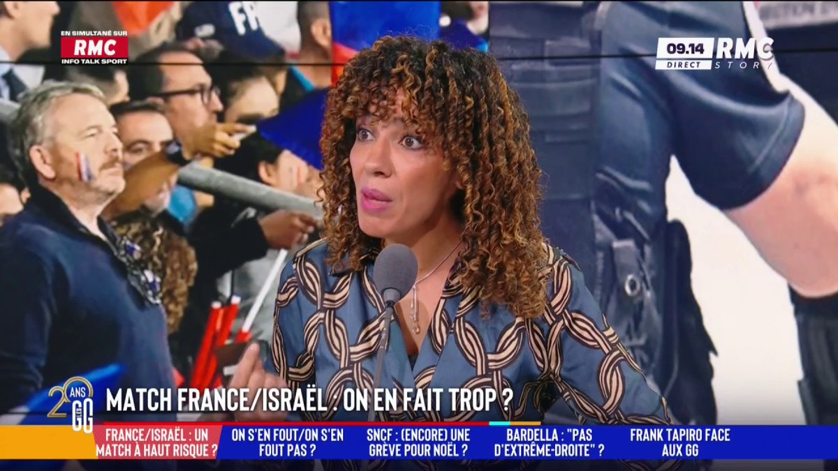 ⚽️ 4 000 forces de l’ordre… France-Israël : on en fait trop ? 🗣️ Fatima Aït Bounoua : "Pour les 70% de civils, morts à Gaza, quand on regarde les images, ça nous déchire le cœur. Mais de la même manière, on a eu le cœur déchiré le 7 octobre ! On peut critiquer la politique du gouvernement de Netanyahou sans être antisémite..." #GGRMC