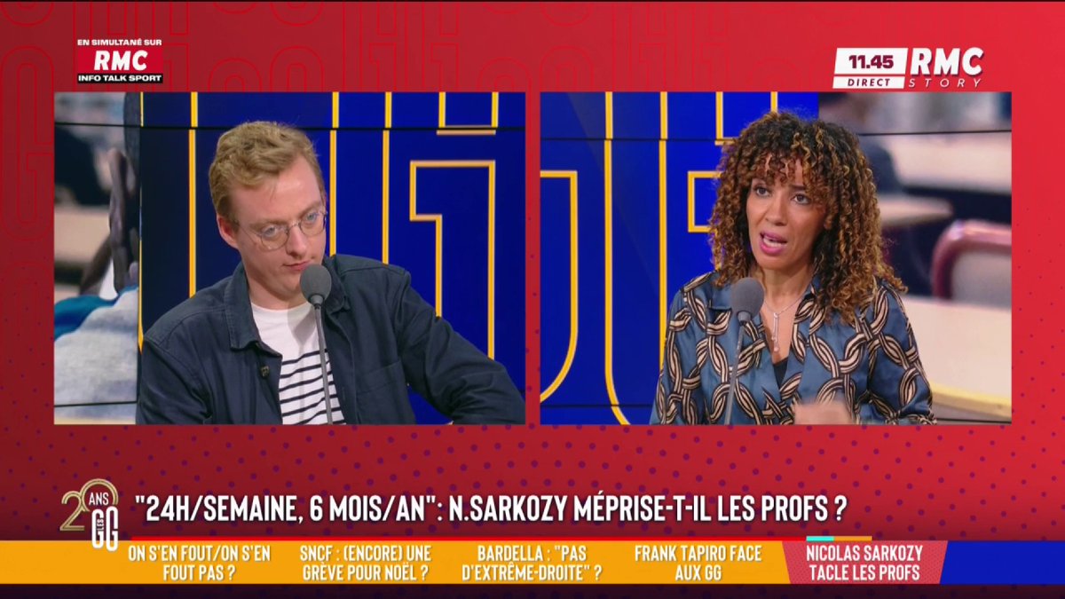 👨🏫 « 24h/semaine, 6 mois/an » : Nicolas Sarkozy méprise-t-il les profs ? 🗣️ Fatima Aït Bounoua : "Il réussit à faire quelque chose de caricatural, méprisant et moqueur... Si c'était une aussi bonne planque, payé à rien faire, on ferait la queue pour passer le concours !" #GGRMC