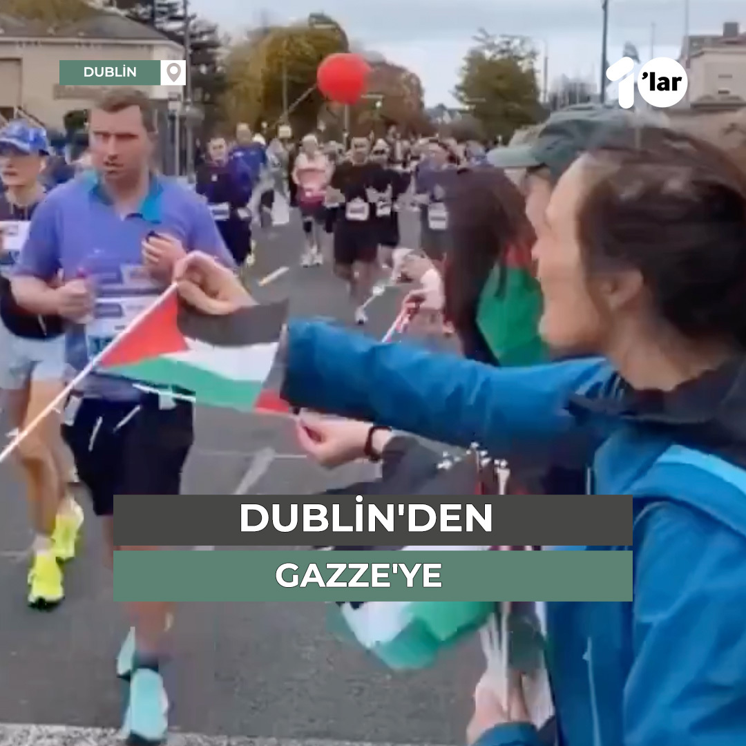 İrlandalılar Dublin koşusunda Filistin bayrakları ile yarıştı