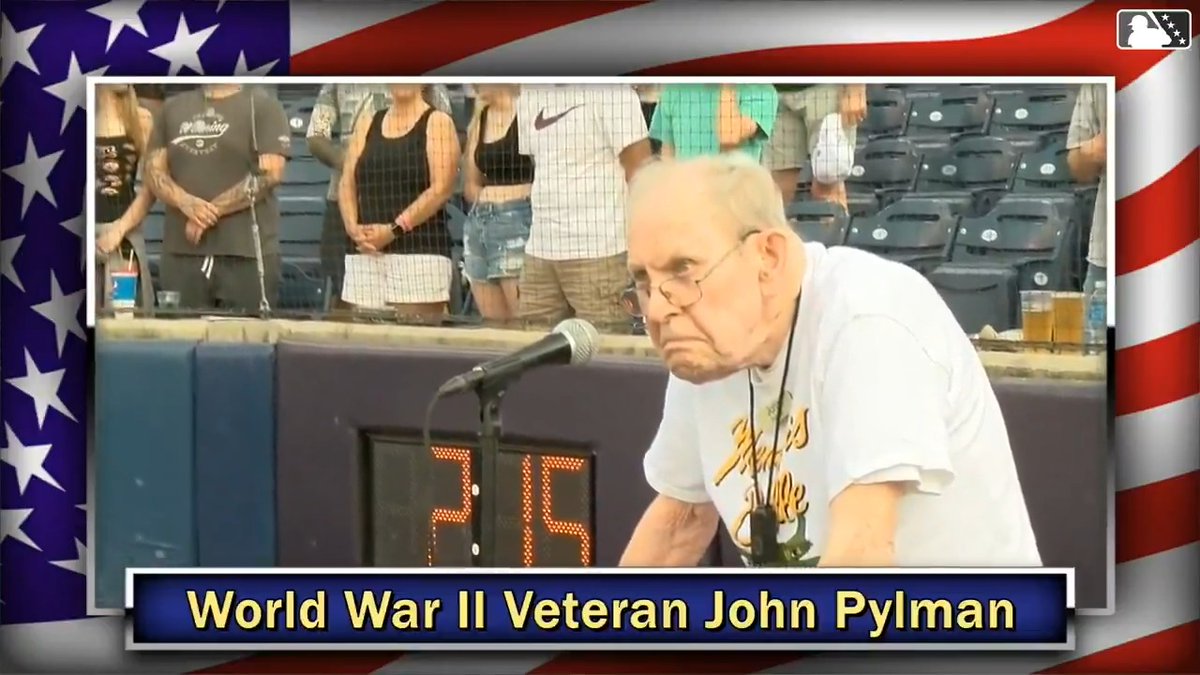 99 year-old World War II veteran John Pylman performs "The Star-Spangled Banner" before a West Michigan Whitecaps game this season. 🇺🇸 #VeteransDay