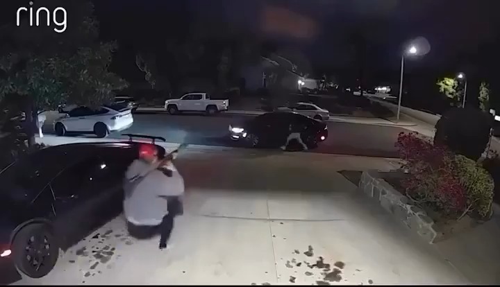 Video of Robbers & thieves hunting down & following a Navy Vet in his Lamborghini to his house. The Vets runs inside to grab a grenade launcher or large army rifle to scare or intimidate the crooks, opposed to remaining safe in his home #crime #Giga #sigma