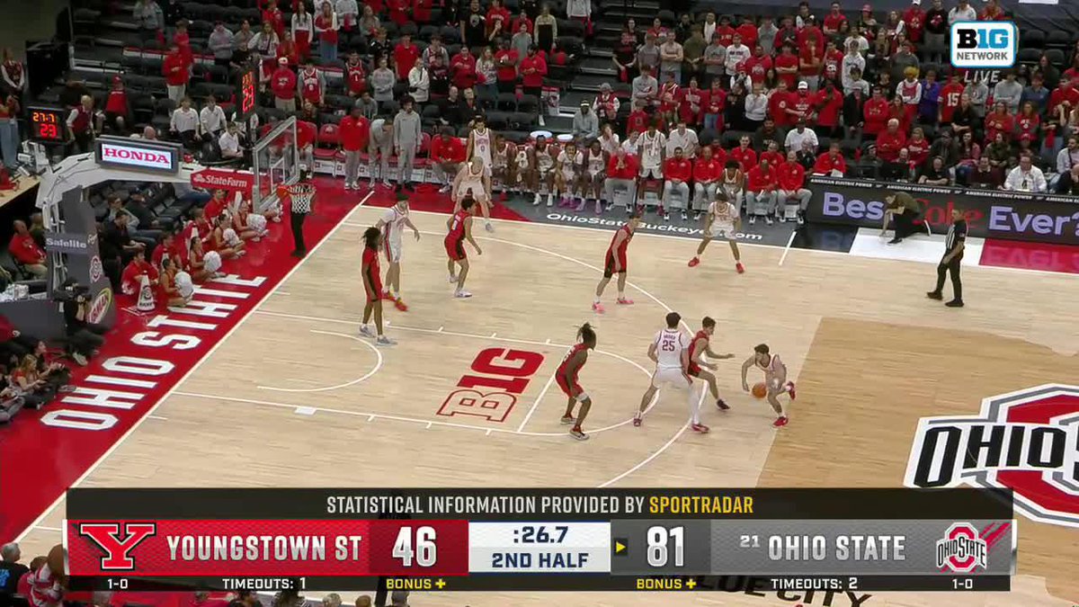 Braylen Nash's first points as a member of Ohio State Hoops were a thing of beauty 🌰 #B1GMBBall on Big Ten Network 📺
