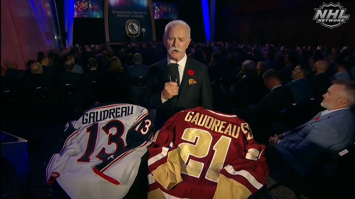 "Anyone who knows the game knows Johnny would've been here some day." Lanny McDonald pays tribute to Johnny and Matthew Gaudreau during the Hockey Hall of Fame Induction Ceremony.
