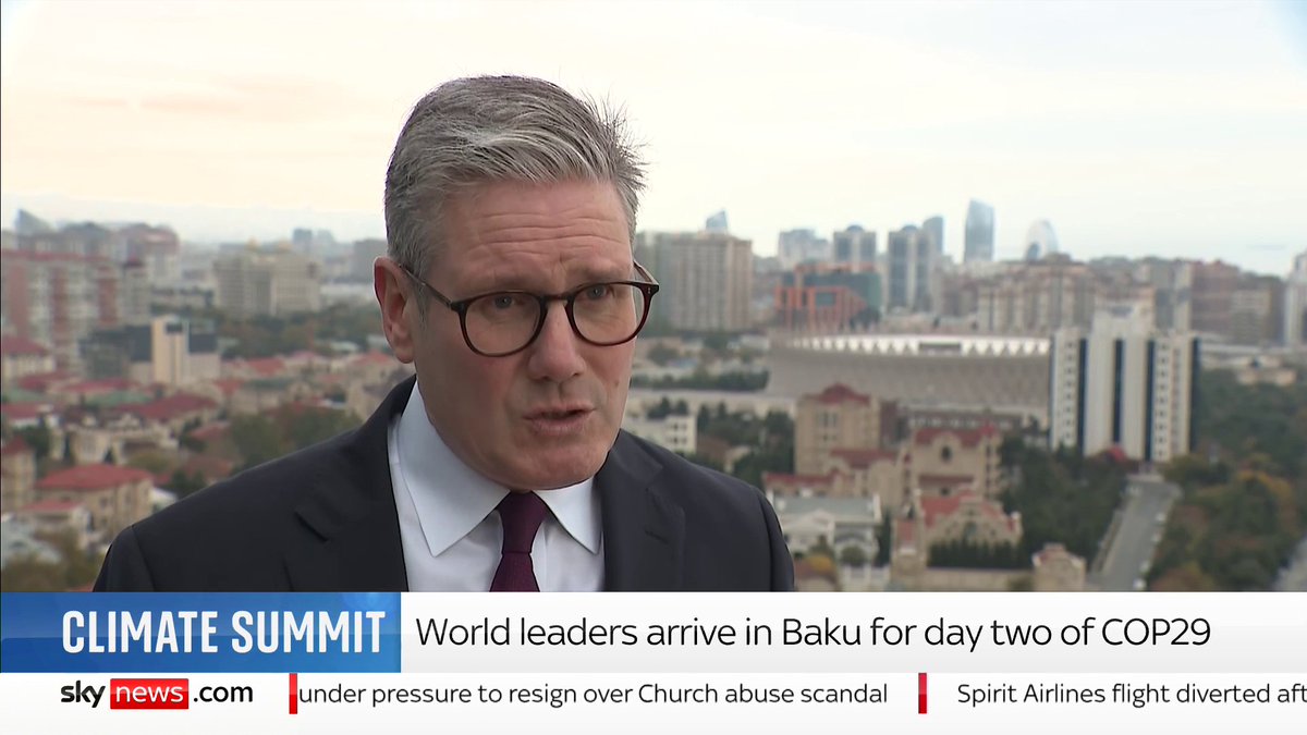 'I think this is an opportunity for the UK, not just to show leadership, but to ensure that we are at the forefront of the race for the next generation of jobs' Sir Keir Starmer speaks in Baku as world leaders arrive for COP29 ⬇️ 📺 Sky 501