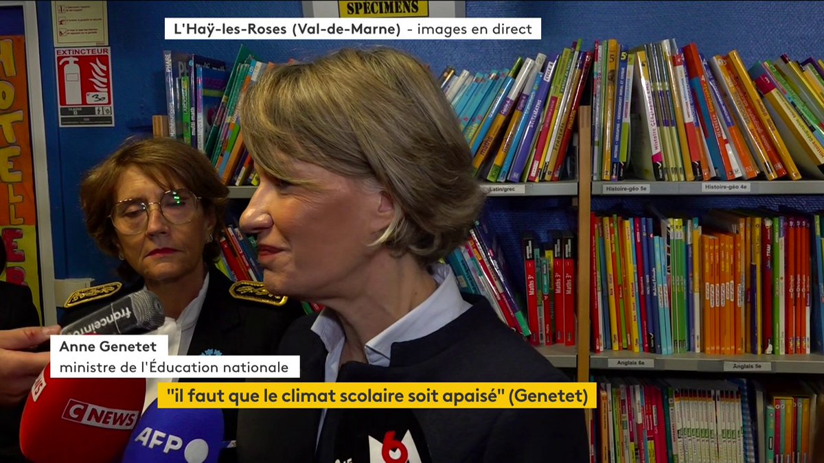 🔴 🗣 "Je suis en désaccord avec lui et ses propos m'étonnent." La ministre de l'Éducation nationale, Anne Genetet, réagit aux propos de Nicolas Sarkozy qui a estimé que "le statut de professeur des écoles, […] c’est 24 heures par semaine" et "6 mois de l’année".