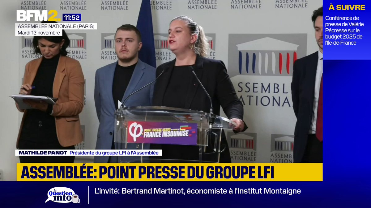 Mathilde Panot, présidente du groupe LFI à l'Assemblée nationale, demande l'annulation du match de foot France-Israël prévu ce jeudi