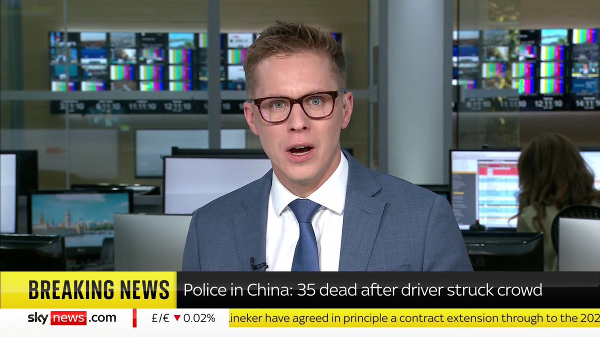 BREAKING: 35 people were killed and another 43 injured when a driver rammed his car into people exercising at a sports center in the southern Chinese city of Zhuhai, Police in China say. The 62-year-old driver was detained. 📺 Sky 501 and YouTube