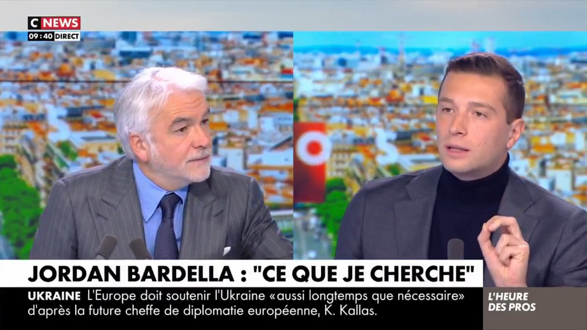 Si j'avais voulu "plaire au système", je n'aurais pas eu le droit à deux Complément d'Enquête dans la même année, ce qui ne s'est fait pour aucune autre personnalité politique. Je veux avant tout parler à tous les Français, y compris ceux qui ne votent pas encore RN. #HDPros