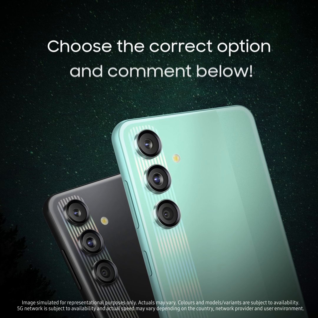 The ultimate #SuperMonster #GalaxyM55s 5G is ready to wow you with a unique fusion design! Comment below with the correct option and don’t forget to use the hashtags. #Samsung