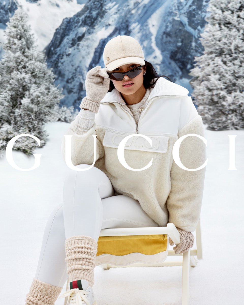 A glimpse at the second chapter of the #GucciGift campaign with a cast of friends and family setting off on a winter getaway. Entitled To the Mountains, the act captures shared experiences as colder days are offset by the warmth of cherished company.