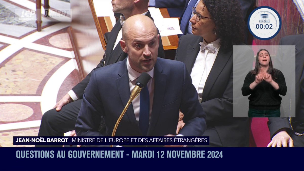 Israël : "Retourner l'accusation de génocide contre le gouvernement d'un peuple qui l'a subi, c'est non seulement une faute morale mais c'est également une faute juridique", affirme Jean-Noël Barrot, qui répond à l'interpellation de David Guiraud. #DirectAN #QAG