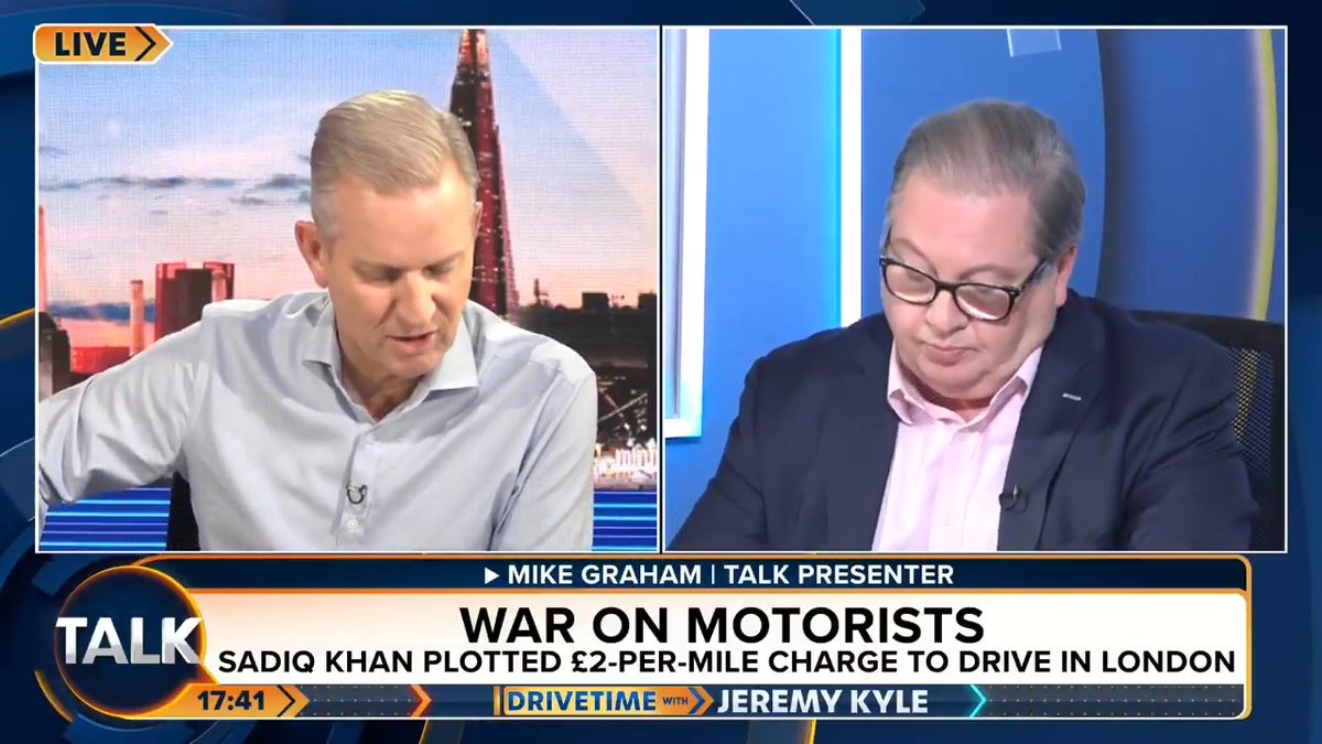 "He is a danger! It's frightening." Jeremy Kyle and Mike Graham react to leaked documents showing Sadiq Khan considered a £2-per-mile charge to drive in London. Mike Graham 🇬🇧 | #Talk