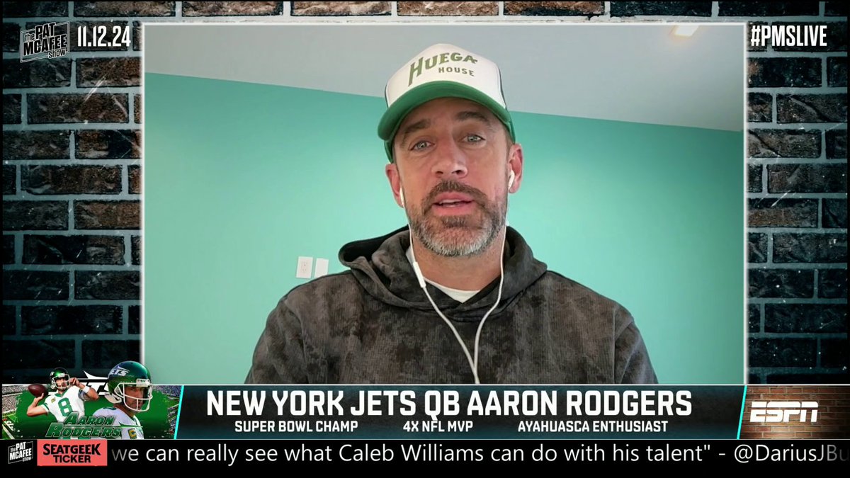 "You gotta hold on to that beautiful thing in life called hope. ... We're not mathematically eliminated." Aaron Rodgers tells Pat McAfee "there's still a lot" for the Jets to play for this season 👀