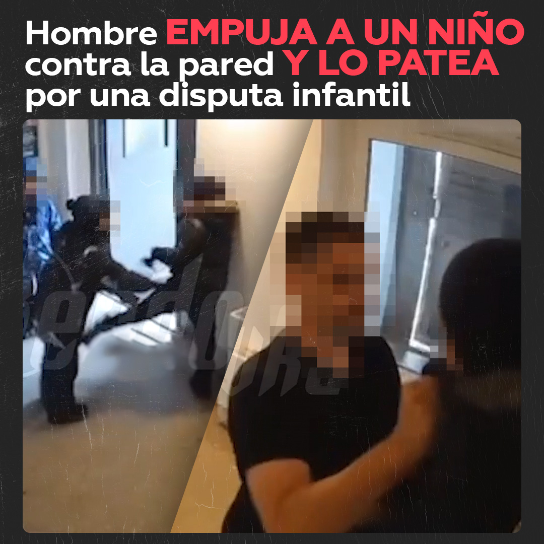 ⚠️ IMÁGENES SENSIBLES ⚠️ Un hombre inmovilizó a un niño contra una pared y le dio una patada, aparentemente defendiendo a su hijo tras una pelea. La Policía investiga el incidente.
